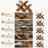 Porte-bouteilles style croisé en bois, organisateur de table pour loft, cuisine, bureau, coin dégustation rustique, décoration intérieure marine