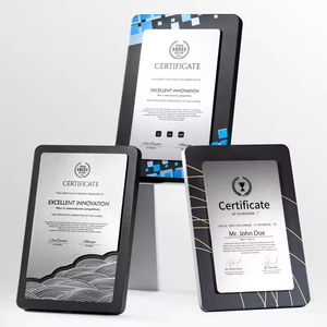 Placa de Cristal Grabada con Diseño de Pico de Montaña y Olas del Mar en Mármol y Metal de Lujo, Premios para Competencias de Artesanía - Product Image 1