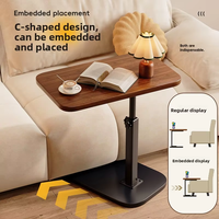 Table pliante d'hôpital à fixation intégrée, design en C, mobile, pour ordinateur portable et repas, marron