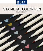 Pointe Fine marqueurs métalliques Permanent calligraphie peinture stylo ensemble de métal Direct fabricant 10 couleurs couleur pour Album noir