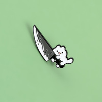 Şık kedi büyük kılıç Metal broş Pin karikatür sevimli yaka giyim aksesuarları için noel ulusal günü için