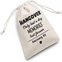 Sacs en coton personnalisés avec logo 7x5 pouces pour kits de fête, kits anti-gueule de bois, kits de bienvenue et de récupération pour enterrement de vie de jeune fille, mariage et cadeaux pour demoiselles d'honneur