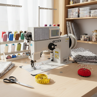 Máquina de coser de hilo grueso para bordado en cuero de alta resistencia RN-2293H, máquina de coser de doble aguja para bordado de patrones en sofás.