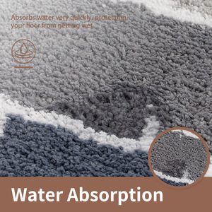 Alfombra de baño rectangular con diseño geométrico abstracto, absorbente, antideslizante, lavable a máquina. - Product Image 3