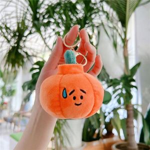 Cute Orange Pumpkin Plush Keychain Toy Kawaii Plushie Doll Bag Pendant Pumpkin Stuffed Animal Doll Wholesale Halloween Key Chain