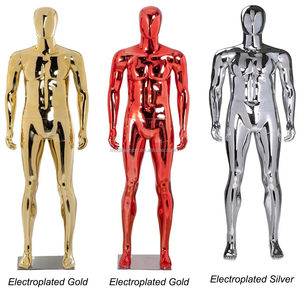 <span class=keywords><strong>Mannequin</strong></span> abstrait <span class=keywords><strong>de</strong></span> fenêtre musclée en plastique pour <span class=keywords><strong>homme</strong></span> complet avec tête d'oeuf et finition chromée brillante argent métallique - Product Image 1