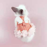 Harnais pour lapin chic en tweed avec ailes d'ange multicolores, gilet pour lapin, harnais pour promenade en extérieur, vêtements pour animaux de compagnie