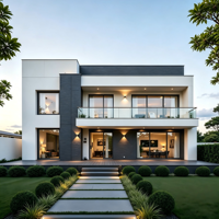 Villa préfabriquée de luxe moderne, structure en acier, avec options d'appartement et cuisine, plans personnalisés, ossature durable, assemblage rapide