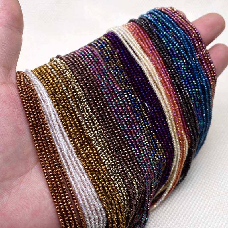 2mm Small Faceted Crystal Glass Beads Waist Glass Crystal Beads for Jewelry Making Loose Glass Seed Beads Ring