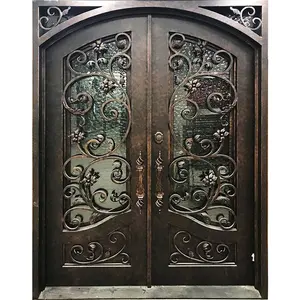 Porta de ferro de design vintage, casa de ferro forjada francesa porta de entrada jardim