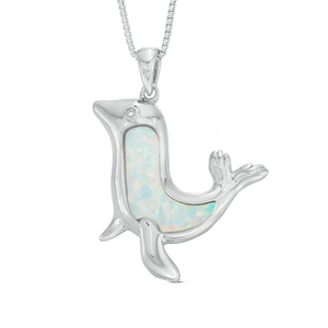 Nouveauté en bijouterie, vente en gros, collier avec halo en opale de lion marin, serti, en argent sterling S925, pendentif en gros - Product Image 1