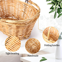 Ensemble de paniers tissés à la main en saule naturel, ovales et circulaires, avec poignée, grands paniers en osier noir pour cadeaux