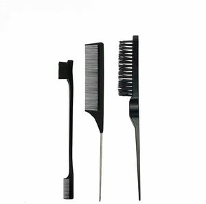 Set Professionale di 3 Pettini Portatili in Plastica per Acconciature Femminili, Spazzola per Cotonatura, Pettine a Coda di Topo Pieghevole - Product Image 1