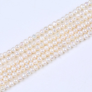 Perles d'eau douce de forme pomme de terre, blanches, 5-6 mm, pour la fabrication de bijoux, produit semi-fini, Zhuji, naturel, en vrac, semi-fini - Product Image 3