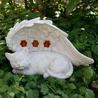 Statue de chat en résine blanche lumineuse personnalisée, peinte à la main, figurine féline nordique avec ailes d'ange, décoration d'intérieur, marque JHB Fujian