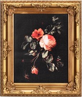 Tableau mural vintage doré à motif floral, encadré, sur toile, peinture décorative