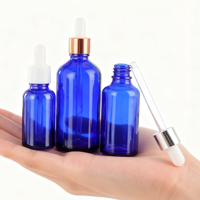 Flacon compte-gouttes en verre ambré bleu de 5 ml, 10 ml, 15 ml, 20 ml, 30 ml, 50 ml pour huile essentielle avec bouchon antivol et compte-gouttes insérable