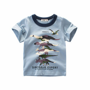 T-shirt à manches courtes pour garçon, personnalisé, nouveau modèle 2021, vêtements d'été pour enfants, camouflage, imprimé dinosaure de dessin animé, 100% coton - Product Image 4