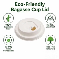 Couvre-gobelet jetable biodégradable écologique en bagasse, couvercle de boisson en fibre naturelle