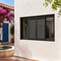 Ventana Corredera de Aluminio con Mosquitera Integrada para Cerramiento de Terraza/Jardín, Producción de Fábrica HUACAI