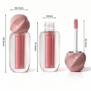 Natural <b>Lip</b> Plumping Gloss Base with Round Brush Tube Transparent Striped Cap Shaped Bottle for Party Makeup Private Label - Product Image 2