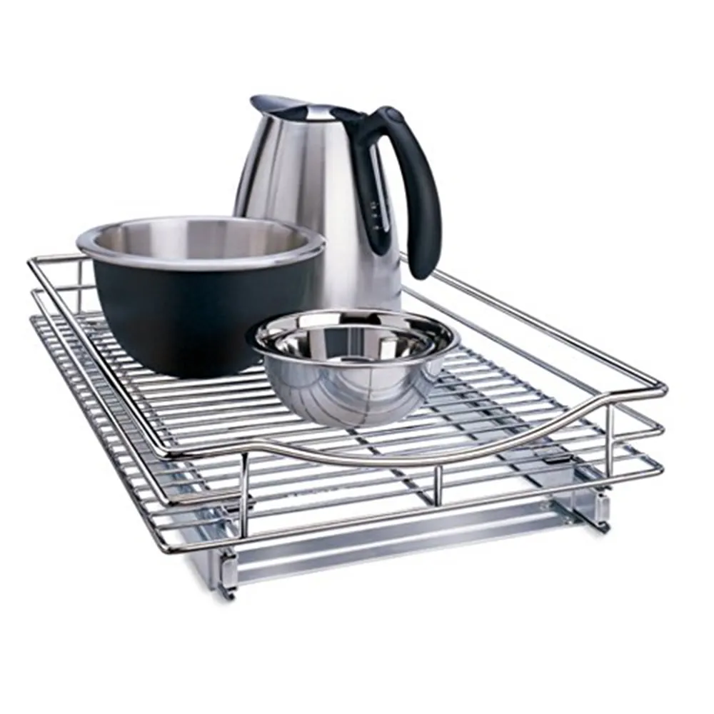 Factory supply stainless steel kitchen cabinet sliding wire basket for kitchen room