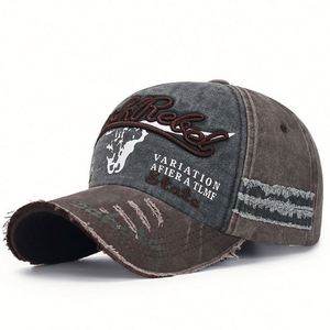 หมวกเบสบอลวินเทจสองสีแบบทำเก่า ปักโลโก้ ปีกโค้ง ป้องกันแสงแดด - Product Image 3