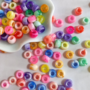 Acrylic Barrel <b>Beads</b> 6x9mm Imitation Jade Two-Tone Colored Large Hole For Bracelet Making - Product Image 1