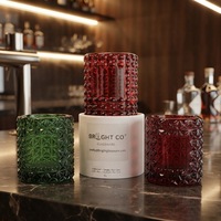 Conteneur de bougie personnalisé avec étiquette, motif sculpté en relief, porte-bougie de luxe vide, pot à bougie en verre pour mariages et festivals
