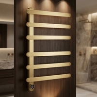 Sèche-serviettes électrique mural chauffant doré pour salle de bain, avec rail de séchage pour serviettes