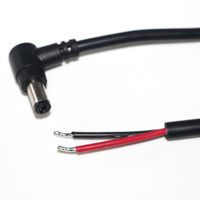 Câble d'alimentation à angle droit en forme de L à profil bas 90 degrés, prise mâle DC 5,5x2,1 mm, fil nu pour caméra CCTV et bandes LED