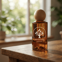 Vente en gros de flacons de parfum en verre à fond épais de 30 ml, 50 ml, 100 ml, flacons de parfum colorés transparents avec bouchon en bois et boîte cadeau
