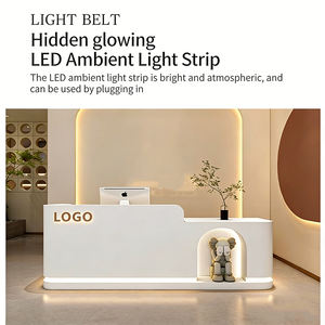 Comptoir de réception moderne haut de gamme blanc avec éclairage LED et tiroirs verrouillables pour spa, salon de beauté, hôtel, boutique, supermarché, hôpital - Product Image 6
