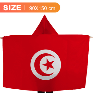 Cape avec capuche drapeau de la Tunisie 3x5 pieds, bannière Aigles de Carthage pour la Journée de l'Indépendance et les supporters de football - Product Image 3