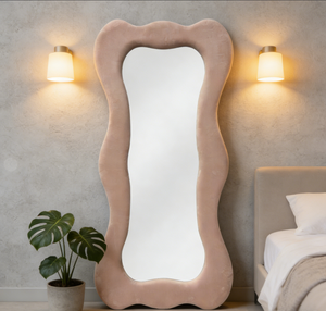 Specchio da terra a parete in velluto decorativo di grandi dimensioni, nuovo design <span class=keywords><strong>2026</strong></span>, personalizzabile, moderno, in tessuto, per soggiorno e corridoio, a figura intera - Product Image 3
