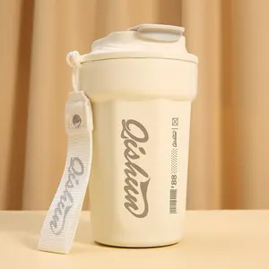 Tragbarer breitem Mund doppelwandig Kaffee Cola Becher Edelstahl isoliert Milch Saft Wassersflasche Geschenk Thermosbecher mit Seil