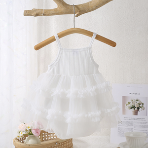 Purorigin Boutique vêtements bébé fille baptême <span class=keywords><strong>Costume</strong></span> enfants coton Tulle princesse robe gonflée avec jupe à plusieurs niveaux - Product Image 3