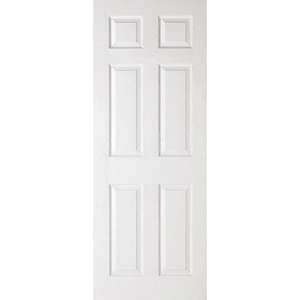 <span class=keywords><strong>Porte</strong></span> intérieure à 6 panneaux en MDF peint blanc, grain de bois, apprêtée, moulurée, avec ouverture latérale pour chambre et villa - Product Image 1