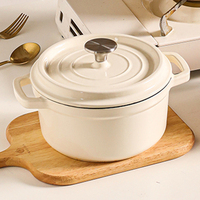 Bright Houseware – Ensemble de casseroles et faitouts en fonte émaillée avec couvercle, grand modèle, style nordique, pour une cuisson unique