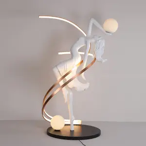 Estatuas y esculturas de mujer, luz LED decorativa para decoración de suelo de pared, estatuas de niña bailando en casa, escultura de bailarina de ballet de resina