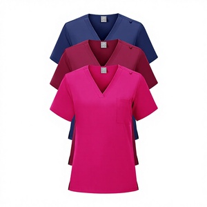 Hothome Cheap Summer Wholesale Breathable Short Sleeved Knitted Surgical <b>Scrub</b> Suit Set Unisex Hospital Use Needle Detection 95% - Product Image 2