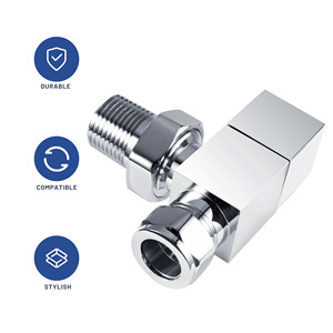 IVANCI Vannes de <span class=keywords><strong>radiateur</strong></span> carrées modernes Chrome pour porte-serviettes de <span class=keywords><strong>chauffage</strong></span> <span class=keywords><strong>central</strong></span> à domicile - Product Image 4
