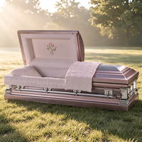 Ataúd de Acero Color Oro Rosa - Ataúd Funerario Metálico de Lujo con Interior Blanco Bordado, para Entierro de Adultos (Venta al Por Mayor)