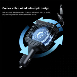 <span class=keywords><strong>VIDVIE</strong></span> ที่ชาร์จโทรศัพท์ในรถยนต์ 4 in 1 ชาร์จเร็ว 60W พร้อมหน้าจอ LED และสายชาร์จแบบยืดหดได้สองเส้น - Product Image 3