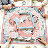 Tapis de Mahjong Américain de Haute Qualité, Pliable, Silencieux, en Caoutchouc, Housse de Table, Motif Floral Chinoiserie, Faible MOQ, Personnalisable