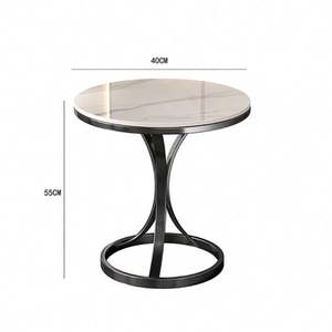 โต๊ะกาแฟสไตล์นอร์ดิกโมเดิร์นเรียบง่าย ชุดโต๊ะข้างโลหะหรูหราเบาๆ พร้อมท็อปหิน ขนาดเล็ก - Product Image 1