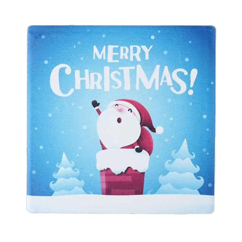 Christmas Gift Custom Logo Printing Square Ceramic Coasters with Cork Back