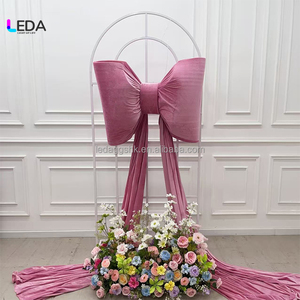 LEDA Custom Size Color Large <b>Bow</b> Backdrop Decor Trailing Ribbon Red <b>Velvet</b> <b>Bow</b> for Wedding Party - Product Image 3