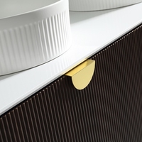 Haut de gamme personnaliser les couleurs tailles matériaux luxe Design moderne noir rainure cannelée salle de bain vanités avec lavabo et miroir