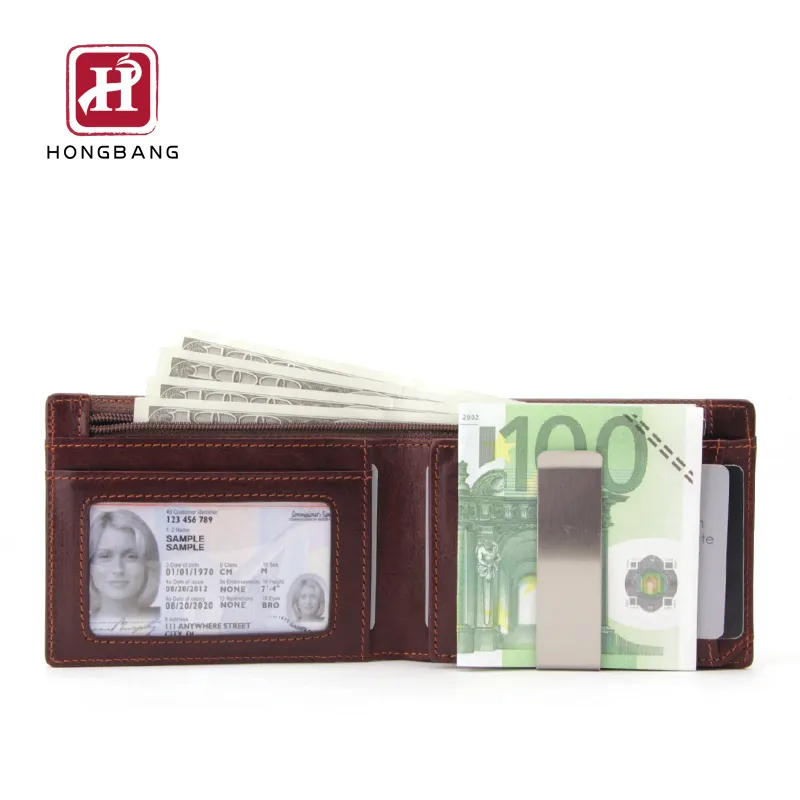 fashion hot sale RFID blocking PU leather wallet RFID men money clip wallets with zipper cash pocket